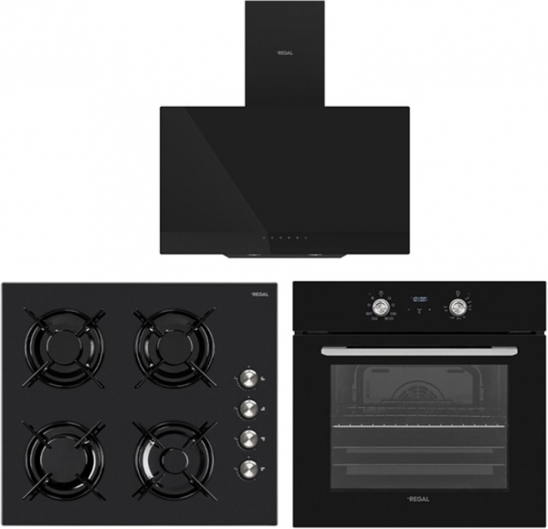 Regal Eğik Siyah Ankastre Set AO 6041 SC + AF 7965 SCY + AD 609112 SC