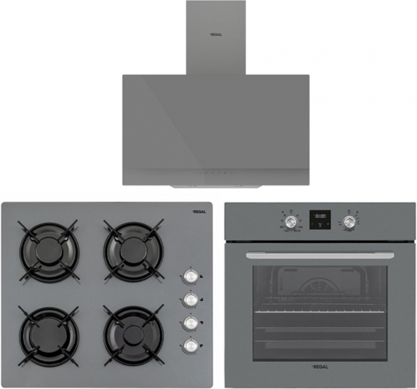 Regal Eğik Gri Ankastre Set AO 6041 GC + AF 7965 GC + AD 609112 GC