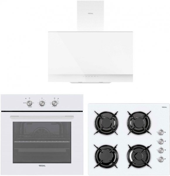 Regal Eğik Beyaz Ankastre Set AO 6041 BC + AF 7665 BCY + AD 609112 BC