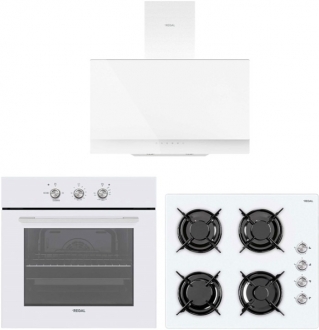 Regal Eğik Beyaz Ankastre Set AO 6041 BC + AF 7665 BCY + AD 609112 BC