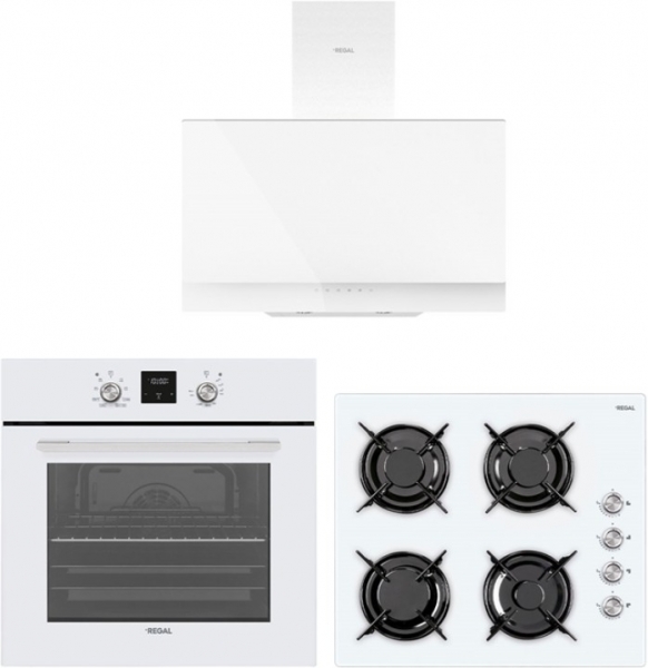Regal Eğik Beyaz Dijital Ankastre Set AO 6041 BC + AF 7965 BCY + AD 609112 BC