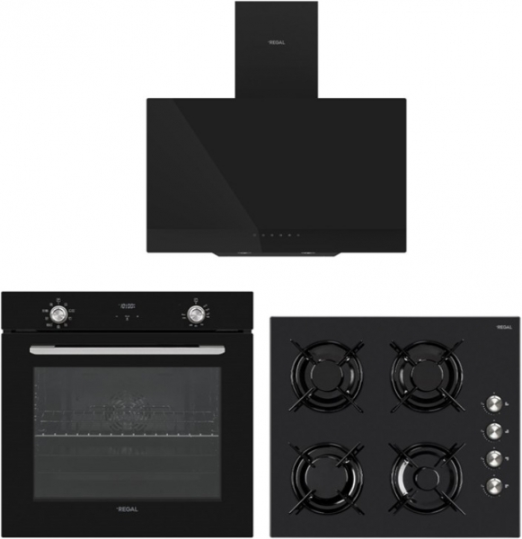 Regal Eğik Siyah Şef Ankastre Set AO 6041 SC + AF 71075 SC + AD 609112 SC