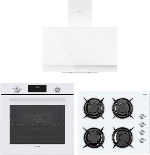 Regal Eğik Beyaz Şef Ankastre Set AO 6041 BC + AF 71075 BC + AD 609112 BC