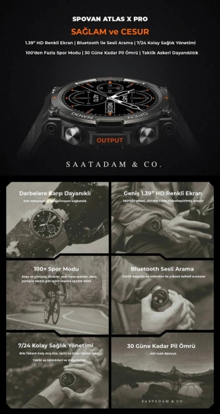 Spovan AtlasX Pro Akıllı Saat