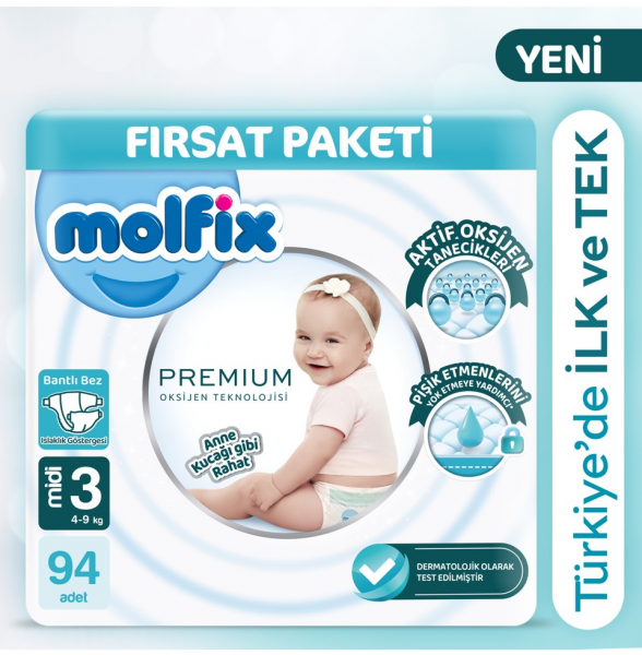 Molfix Premium 3 Beden 94 Adet Bebek Bezi