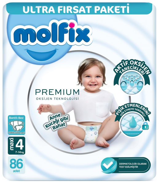 Molfix Premium 4 Beden 86 Adet Bebek Bezi