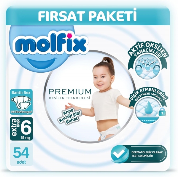Molfix Premium 6 Beden 54 Adet Bebek Bezi
