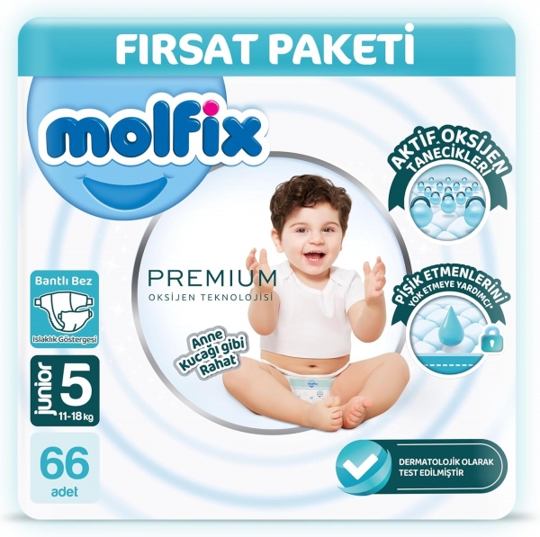 Molfix Premium 5 Beden 66 Adet Bebek Bezi