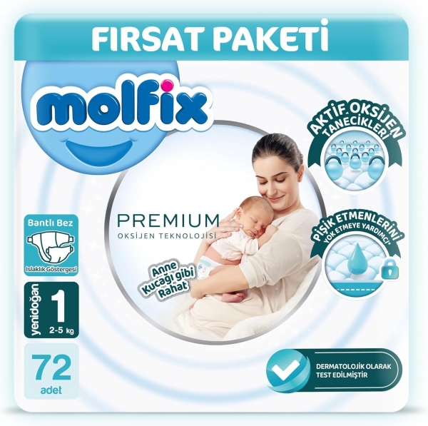 Molfix Premium 1 Beden 72 Adet Bebek Bezi