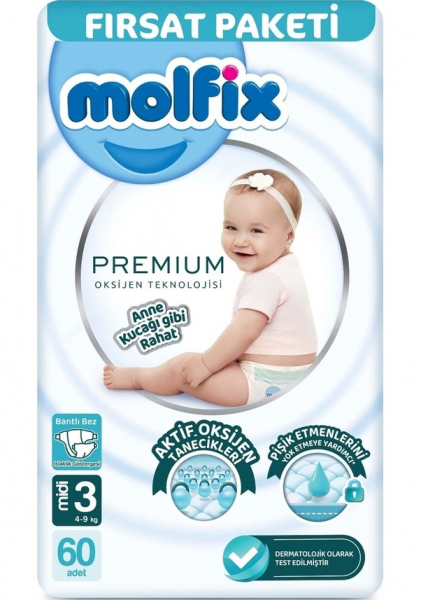 Molfix Premium 3 Beden 60 Adet Bebek Bezi