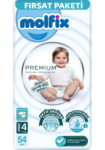 Molfix Premium 4 Beden 54 Adet Bebek Bezi