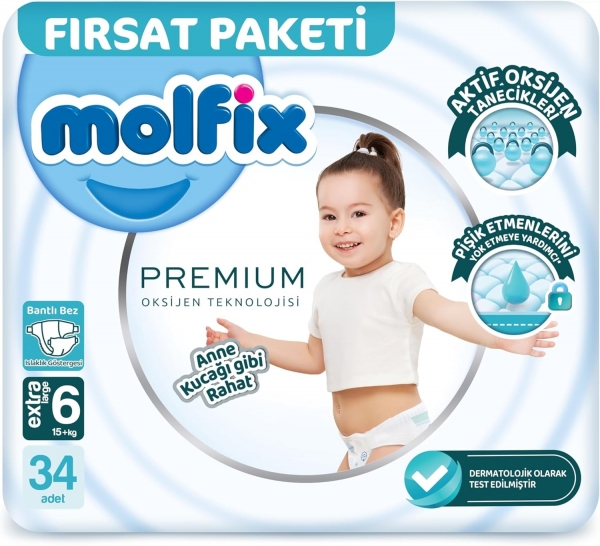 Molfix Premium 6 Beden 34 Adet Bebek Bezi