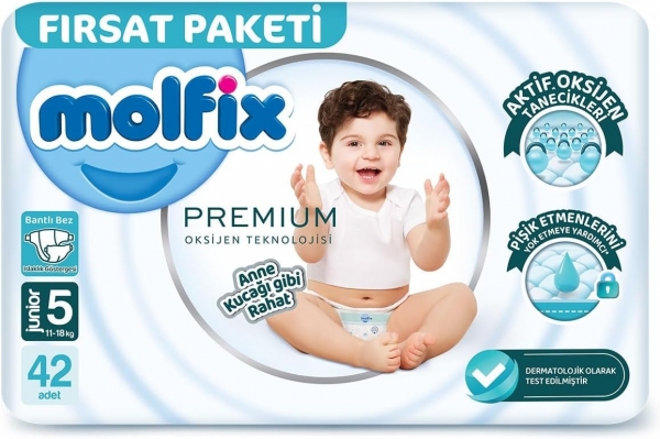 Molfix Premium 5 Beden 42 Adet Bebek Bezi