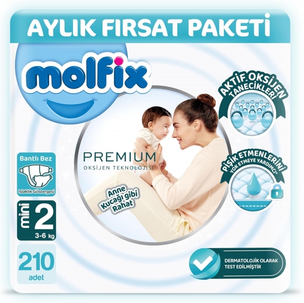 Molfix Premium 2 Beden 210 Adet Bebek Bezi