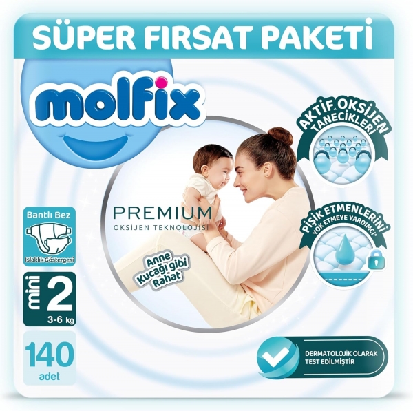 Molfix Premium 2 Beden 140 Adet Bebek Bezi