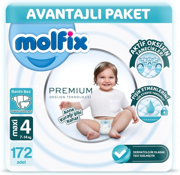 Molfix Premium 4 Beden 172 Adet Bebek Bezi