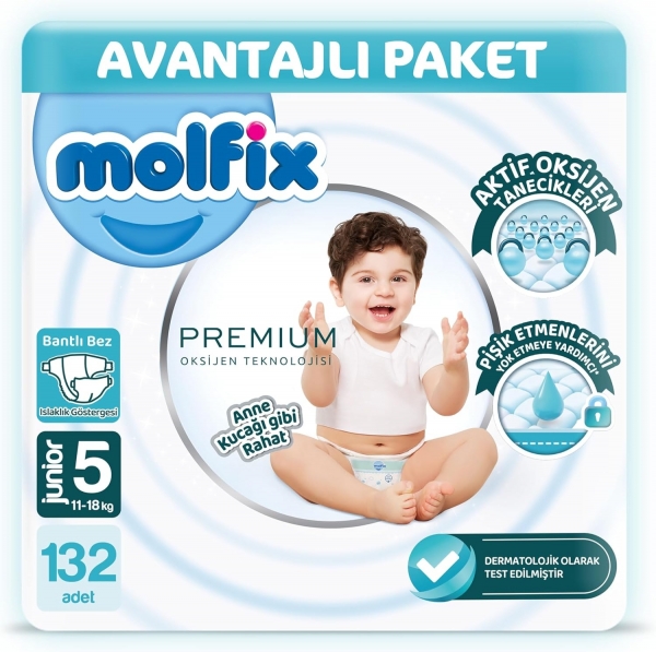 Molfix Premium 5 Beden 132 Adet Bebek Bezi