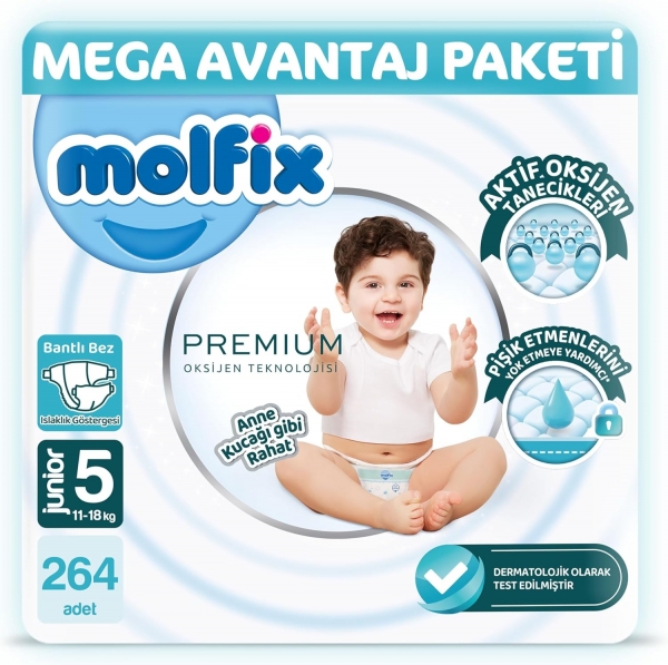 Molfix Premium 5 Beden 264 Adet Bebek Bezi