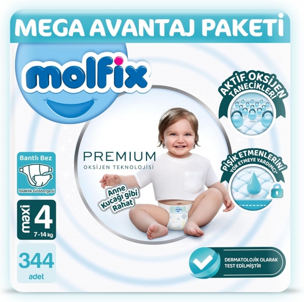 Molfix Premium 4 Beden 344 Adet Bebek Bezi