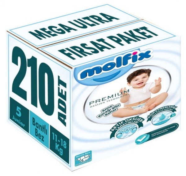 Molfix Premium 5 Beden 210 Adet Bebek Bezi