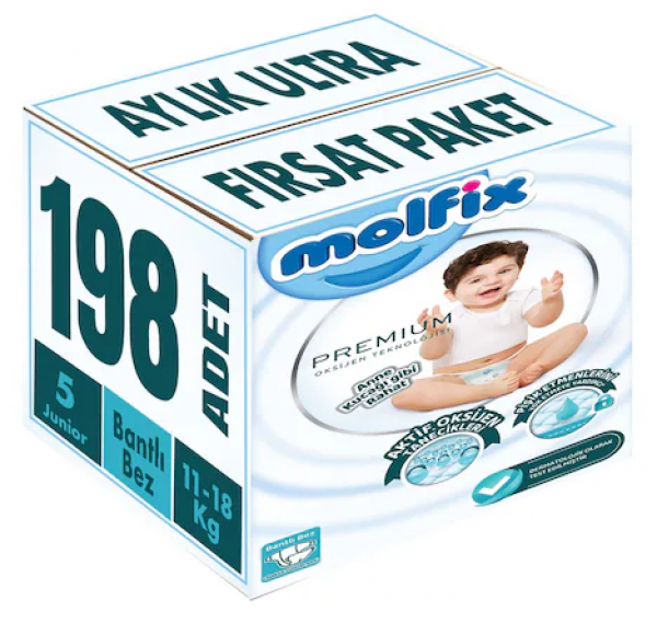 Molfix Premium 5 Beden 198 Adet Bebek Bezi