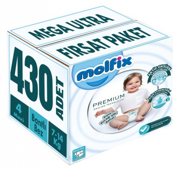 Molfix Premium 4 Beden 430 Adet Bebek Bezi
