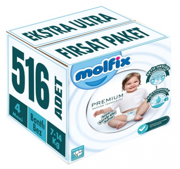 Molfix Premium 4 Beden 516 Adet Bebek Bezi