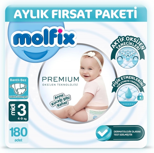 Molfix Premium 3 Beden 180 Adet Bebek Bezi