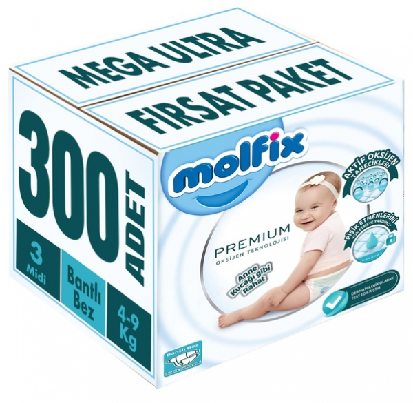 Molfix Premium 3 Beden 300 Adet Bebek Bezi