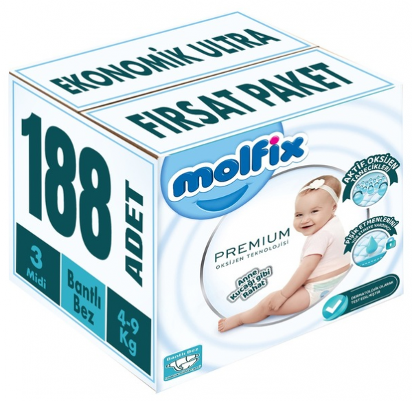 Molfix Premium 3 Beden 188 Adet Bebek Bezi