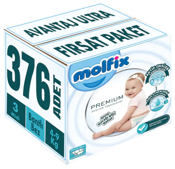 Molfix Premium 3 Beden 376 Adet Bebek Bezi