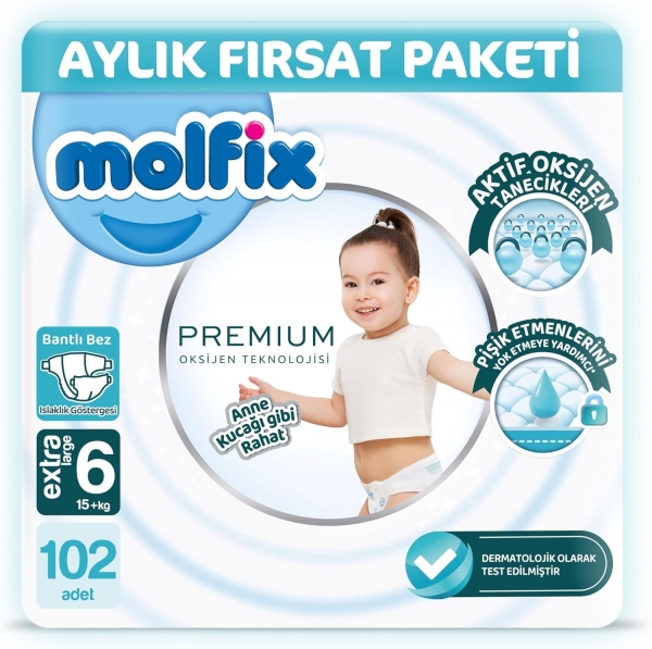 Molfix Premium 6 Beden 102 Adet Bebek Bezi