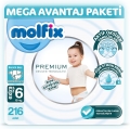 Molfix Premium 6 Beden 216 Adet Bebek Bezi