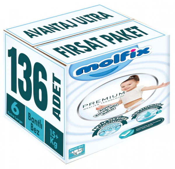 Molfix Premium 6 Beden 136 Adet Bebek Bezi