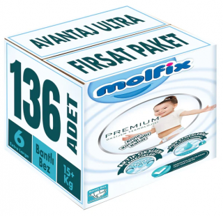 Molfix Premium 6 Beden 136 Adet Bebek Bezi
