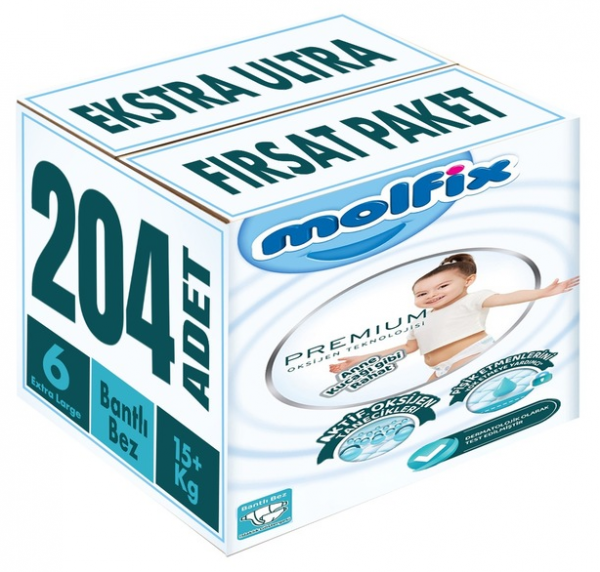 Molfix Premium 6 Beden 204 Adet Bebek Bezi
