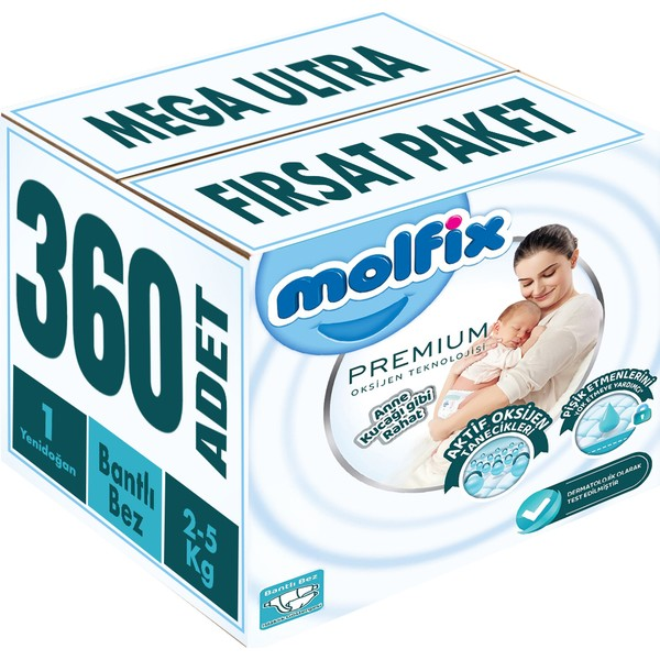 Molfix Premium 1 Beden 360 Adet Bebek Bezi