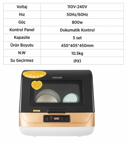 Kochler Pratik Mini Bulaşık Makinesi