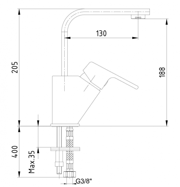 AR Lunetta 102188108 Lavabo Bataryası