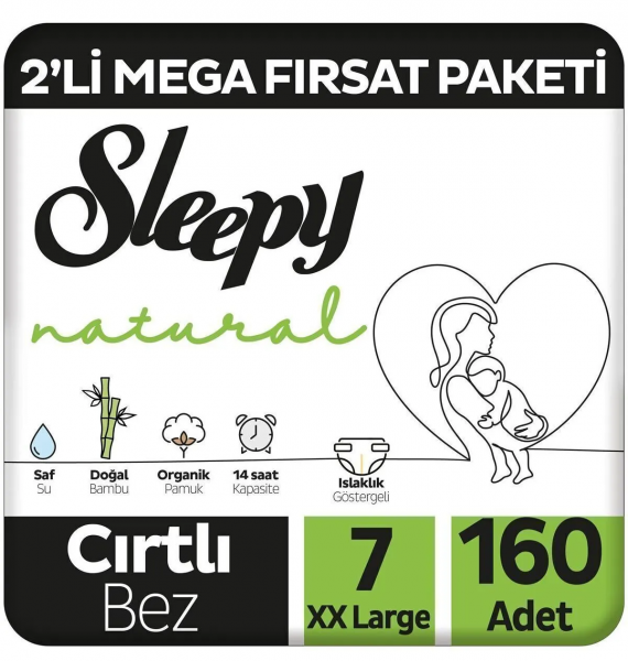 Sleepy Natural 7 Beden 160 Adet Bebek Bezi