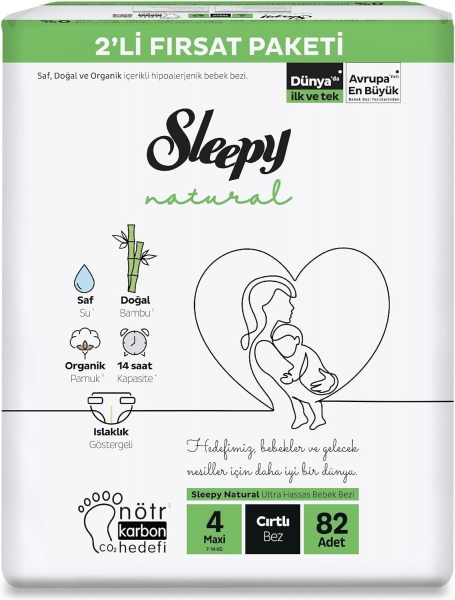Sleepy Natural 4 Beden 82 Adet Bebek Bezi