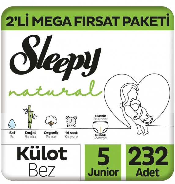 Sleepy Natural 5 Beden 232 Adet Bebek Bezi
