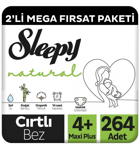Sleepy Natural 4+ Beden 264 Adet Bebek Bezi