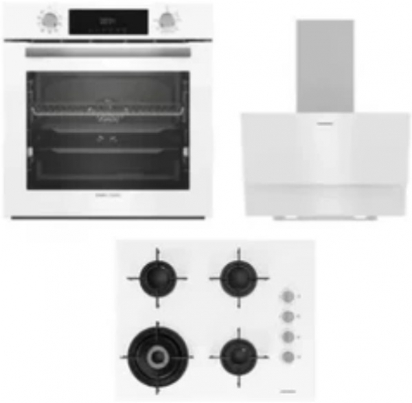 Grundig Beyaz Ankastre Set GIGL 622410 W + GEBM 12302 W + GDSP 2451 W