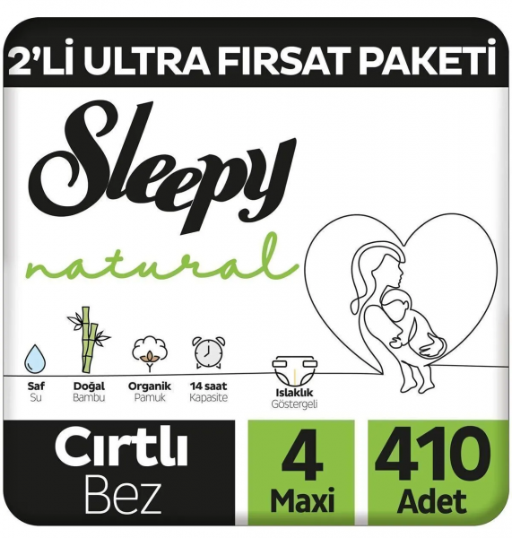 Sleepy Natural 4 Beden 410 Adet Bebek Bezi