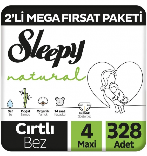 Sleepy Natural 4 Beden 328 Adet Bebek Bezi