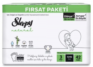 Sleepy Natural 3 Beden 42 Adet Bebek Bezi
