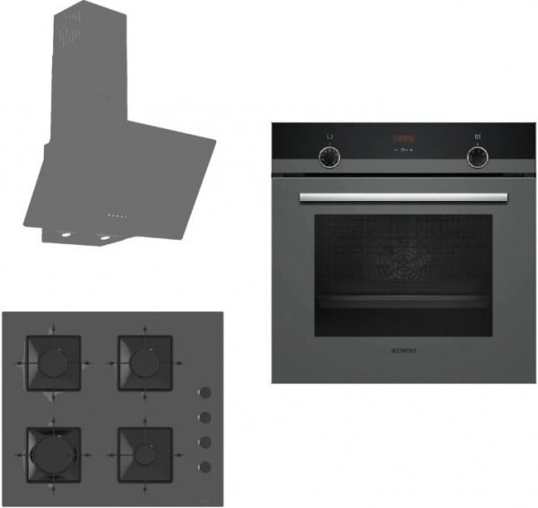 Siemens & Ferre Gri Ankastre Set SS208 + HB514FBH2T + D088