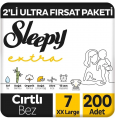 Sleepy Extra Günlük Aktivite 7 Beden 200 Adet Bebek Bezi