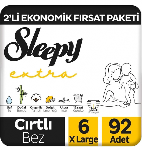 Sleepy Extra Günlük Aktivite 6 Beden 92 Adet Bebek Bezi